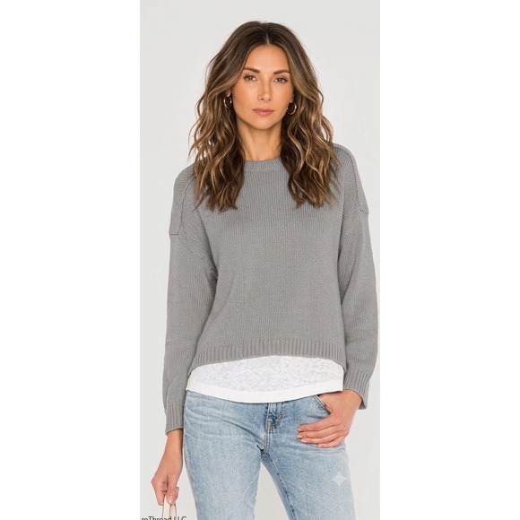 Brochu Walker Sweaters - Brochure Walker Corbin Grey Knit Sweater Layered Linen Cotton XS